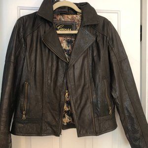 Brown Leather Jacket from Guess